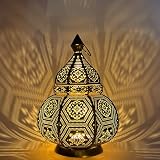 Orientalische Laterne Windlicht Maha aus Metall in Gold 30 cm Deko