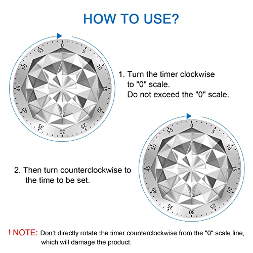 Kitchen Timer, Dmyond 60 Minute Timers, Magnetic Classroom Timer, Loud Alarm, No Batteries Required, Stainless Steel Mechanical Timer #TOP1