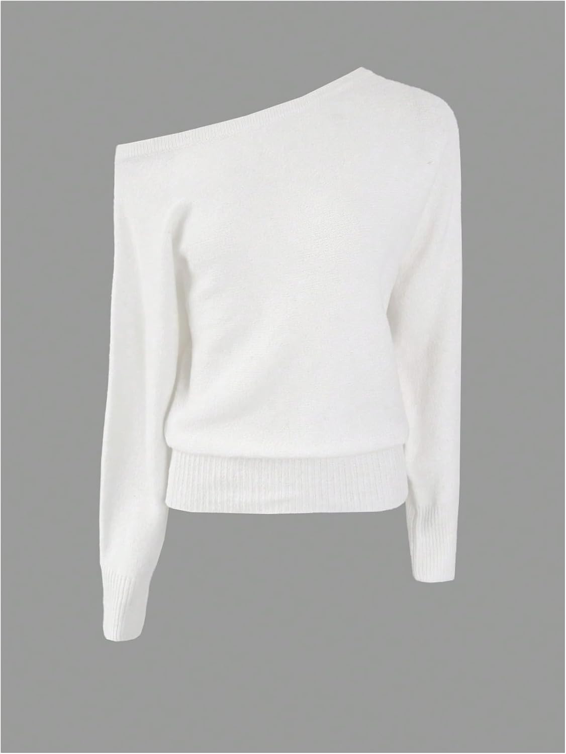 GORGLITTER Women's Off The Shoulder Sweaters Fall 2025 Asymmetrical Neck Long Sleeve Cozy Cinched Waist Pullover Tops - Image 3