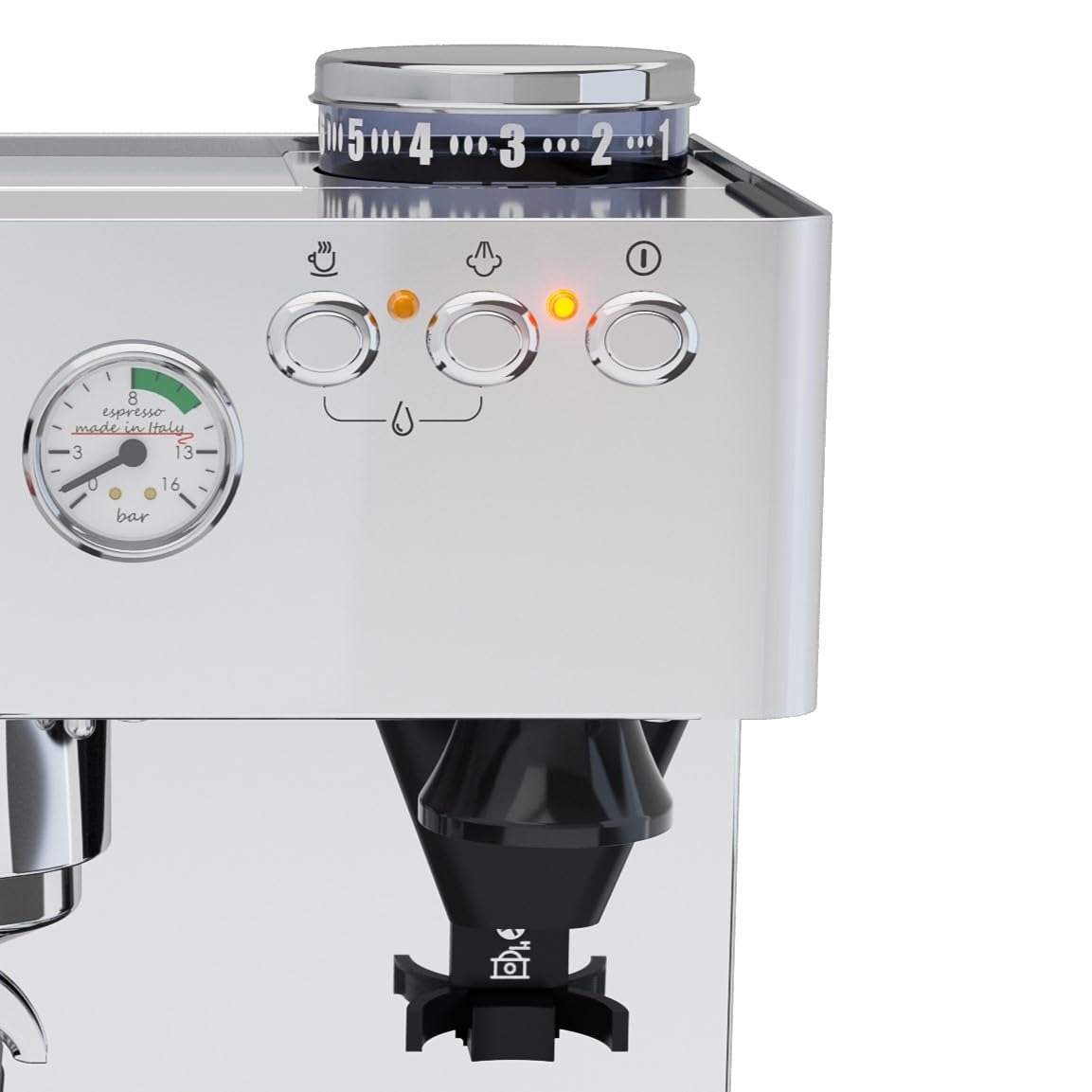 Lelit Anita Machine à Café - Avec Moulin à Café Intégré & Mousseur à Lait - PL042EM - Acier Inoxydable Poli - Argent