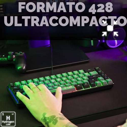 Miniatura 2 de The G-Lab Keyz Hydrogen - Teclado Gaming Qwerty Incluye Ñ - Para Juegos Semi Mecanico - Teclado Gamer 60 , Retroiluminación Multicolor - Mini Y Silencioso, Para Pc,Ps4,Ps5 - Nuevo