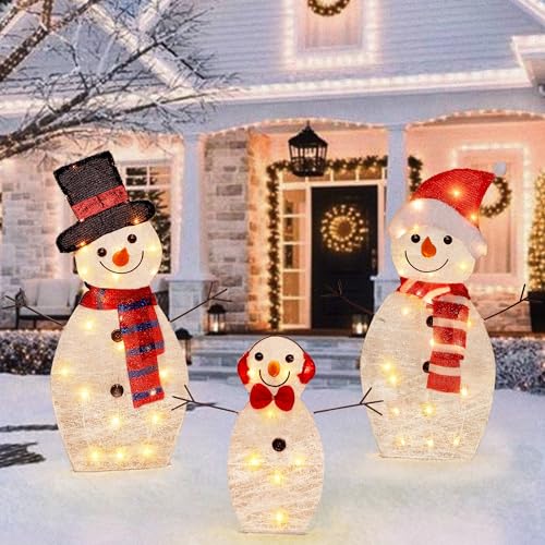 PreLit Light Up Snowman Family, 60 Lights Christmas