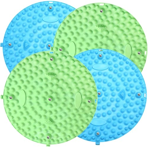 Threlaco 4 Pack Foot Massager Mat Foot Reflexology Pad with Magnetic Relaxation Massage Feet Pressure Point Pad Anti Fatigue Walk Stone Acupoint Mat Particle Portable Massage Tool (Blue and Green)