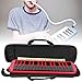32 Key Melodica for Beginners, Ergonomic Wind Instrument with Built-in Keyboard, Red
