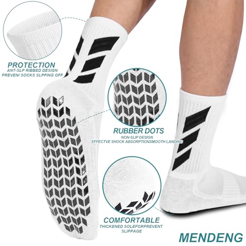 MENDENG Grip Socks Soccer Sock Men Non Slip Anti Slip Non Skid Hospital Yoga Grippy Training Sports Socks…2