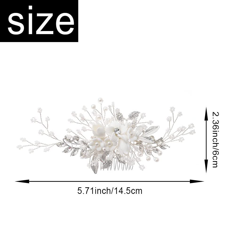 MAKINGTEC Wedding Hair Comb - Bridal Hair Jewelry - Rhinestone & Pearl - Women, Brides, Bridesmaids, Flower Girls