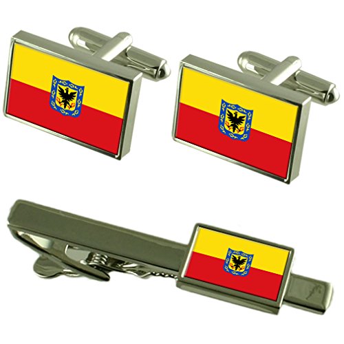 Gemelos de la ciudad de Bogotá Colombia pasador de corbata bandera set de accesorios de traje