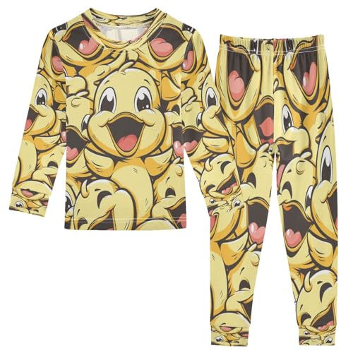 senya Pajama Sets Long Sleeve Top and Pants Sleepwear Yellow Ducks for 2-8 Years Old