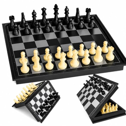 Image of Premium Plastic Magnetic Chess Board Set 12 x 12 Inch, Folding Travel Chess Set, Strong Magnetic Chess Pieces, Portable Board Game with Storage for Kids, Adults & Family