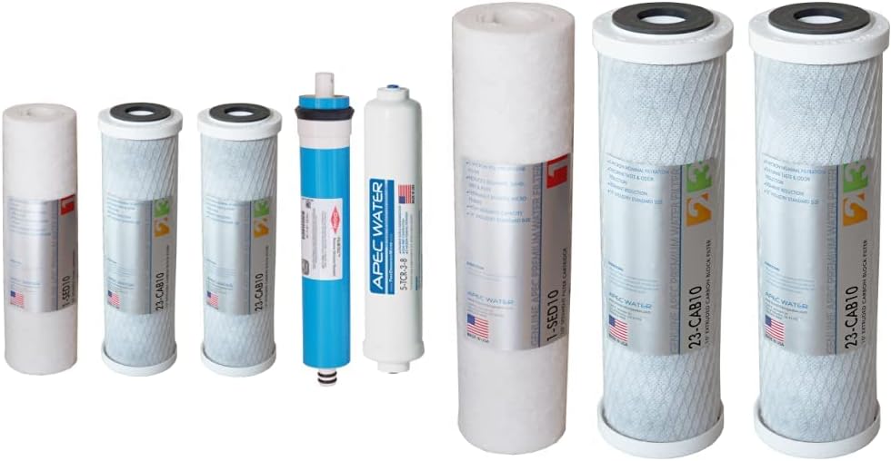 APEC Water Systems FILTER-MAX90-38 US Made 90 GPD Complete Replacement Set & Filter-Set US Made Double Capacity Replacement Stage 1-3 for Ultimate Series Reverse Osmosis System, Standard , White