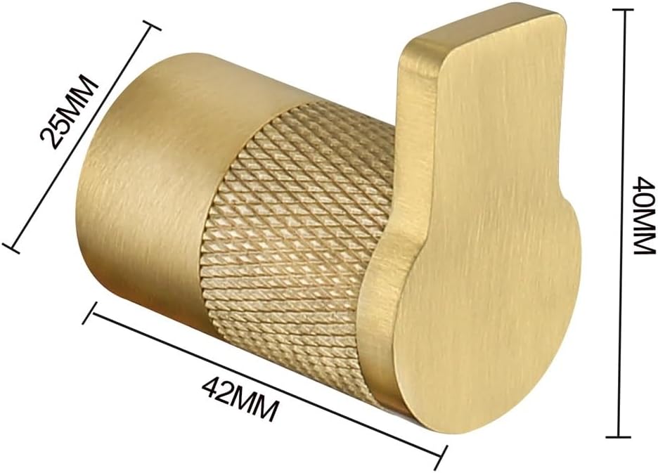 Brushed Gold Knurled Brass Kit Towel Bar Ring Robe Hook Paper Holder Towel Ring Bathroom Hardware Accessories Set(Single Robe Hook)