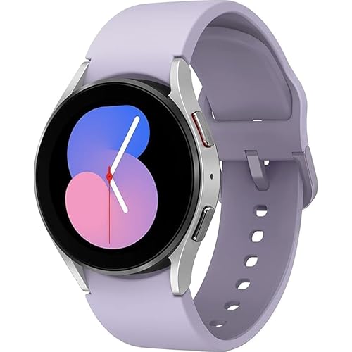 Samsung Galaxy Watch 5 44mm LTE Smartwatch, Sapphire Crystal Glass, Enhanced GPS, Body, Health, Fitness, Sleep Tracker, US Version, Silver w/Purple Band (Renewed)