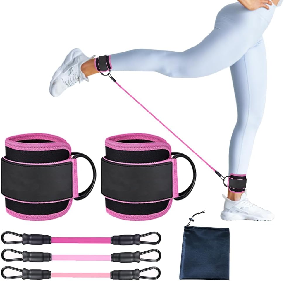 Resistance Bands Set with Ankle Straps, Glutes Workout Equipment, Ankle Weights Bands for Working Out, Glute Kickbacks for Women Legs and Gym Glutes, Home Workouts and Fitness Training