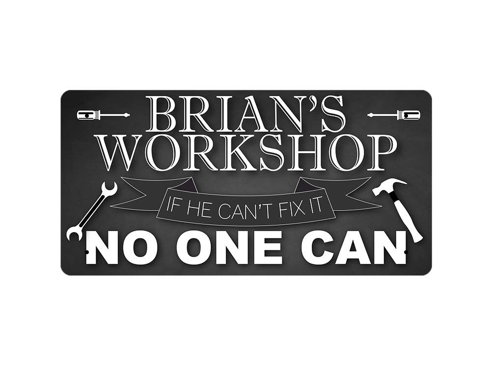 Mcmug White - Brian's Workshop - Metal Sign, Decorative Sign, 200Mm X 100Mm