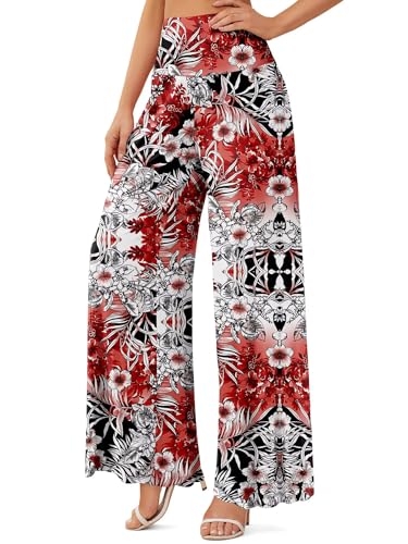JZC Women's Palazzo Lounge Pants Stretchy Wide Leg Casual Pants Comfy High Waist Flowy Pants S-3XL