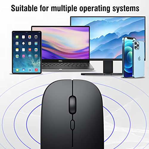 Dolrso Wireless Bluetooth Mouse For Ipad/Macbook Pro/Air/Laptop/Pc Rechargeable Silent Mouse Portable Slim For Surface Pro/Lenovo/Samsung Tablet (Black) #TOP1