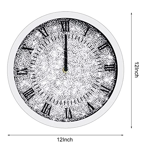 Lxartzj Crystal Diamond Round Wall Clock Twinkle Bling Decor For Wall Decoration 12X12 Inch Silver Glass Mirror Home Decor #TOP3