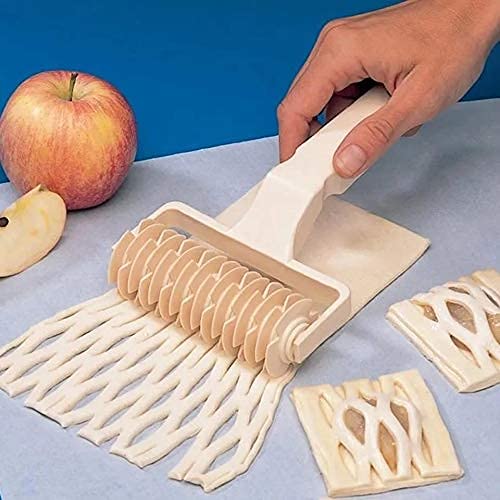 New Convenient Kitchen Cooking Bakery Tool Plastic || Mould Netting Roller Cutter Rolling Cutter for Making - Dough Cookie Pie Pizza Perfect Pastry Lattice Croissant Pastry Baking White