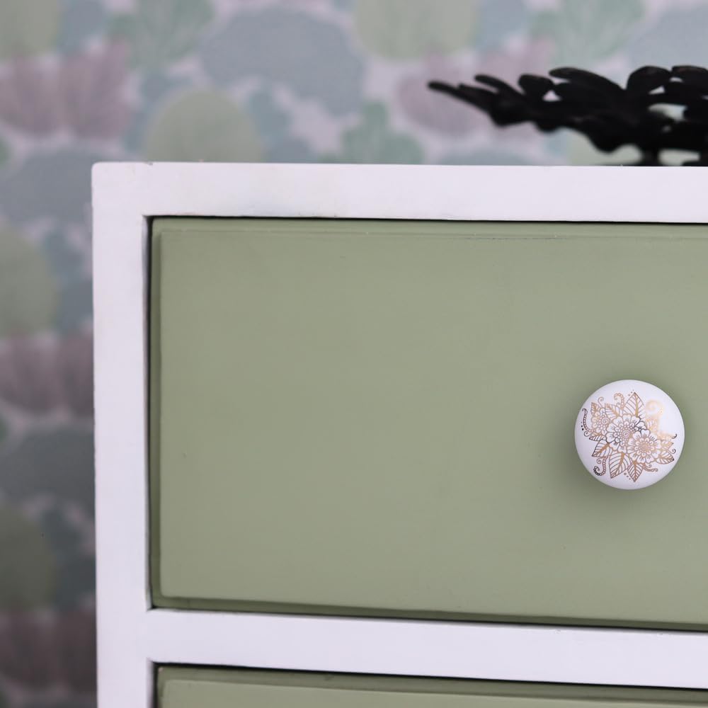 Indian Shelf 18 Pack Gold Flower Ceramic Unique Cabinet Knobs Drawer Pulls Dresser Handles Modern Hardware