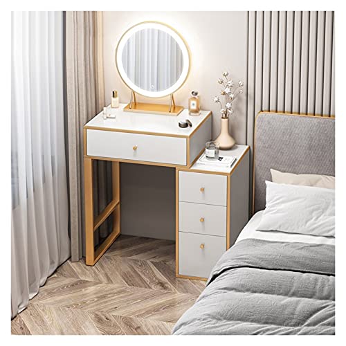 tocador Vanidad Moderna Simple/tocador con Espejo 4 cajones, gabinete de Almacenamiento de Noche de Dormitorio vanidad (Color : Rojo, Size : L 50cm)