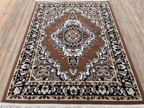 Image of TTC THREAD & TEXTURE CARPET Traditional Comfort: Power-Loomed Carpets for Living Room- Every Space Area Rug Color Gold Size 3x5 Feet (90x150cm)