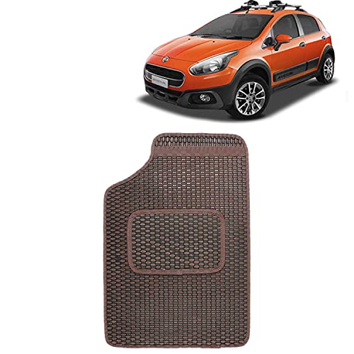 Image of Kingsway Dotted Design Car Floor Foot Mats Universal Fit for Fiat Avventura, Model Year : 2014-2019, Water and Dustproof, Color Brown, Set of 5 Pieces