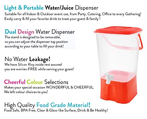 2 Pack - Zilpoo Plastic Party Beverage Dispenser with Stand & Spout, 2.11 Gallon (8L.) Cold Drink, Lemonade, Iced Tea, Juice Unbreakable Server Jar, BPA Free, Yellow