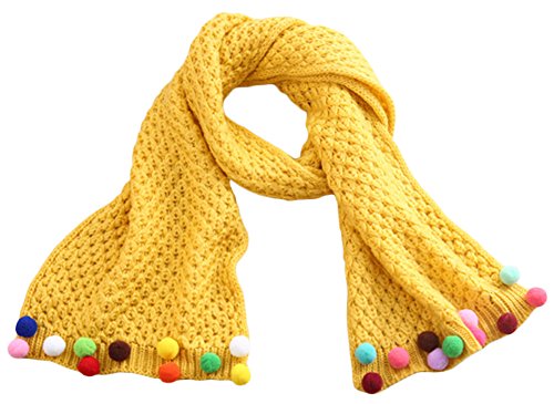 Little Girls Cute Knitted Warp Scarf Warm Winter Scarves with Ball