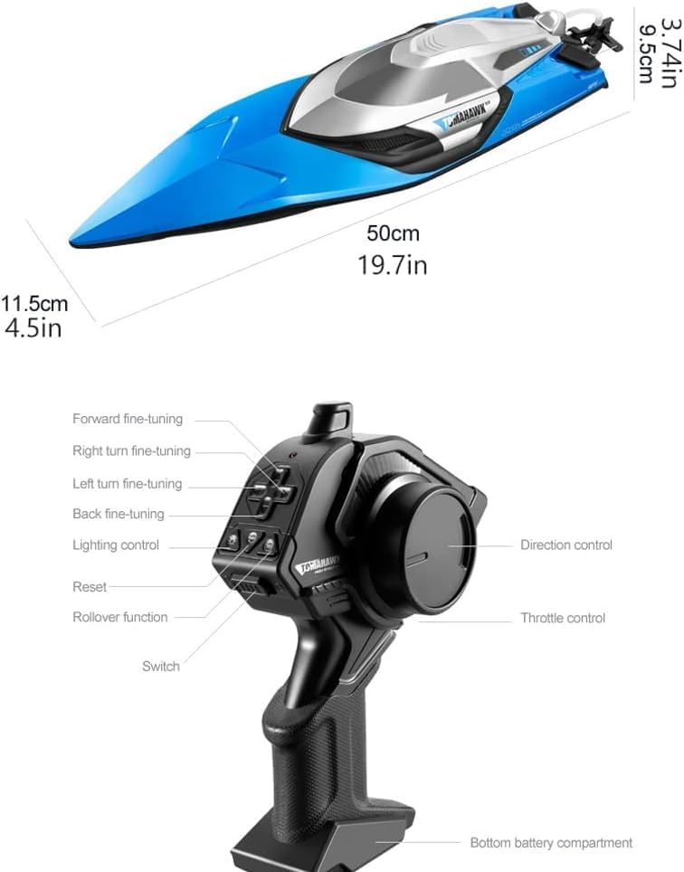 Image of Remote Control Boats for Pools and Lakes, RC Boat 70km /h High Speed Remote Control Racing Boat for Adults and Kids & Pools and Lakes, 2.4 Ghz Fast Electric RC Water Boats