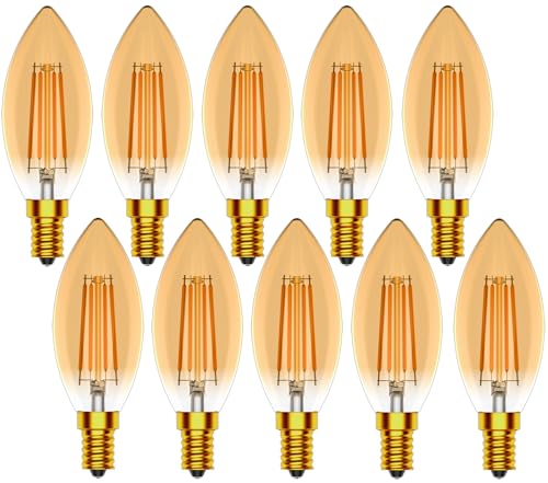 Ampoule filament LED E14 C35 en verre ambré de qualité supérieure pour luminaire suspendu