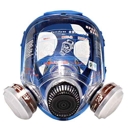 WORKCARE Full Face Reusable Respirator Mask, Double Filter Cartridges Organic Vapor Facepiece Safety Mask, Protection Respiratory Mask for Chemical Dust, Carving, Woodworking