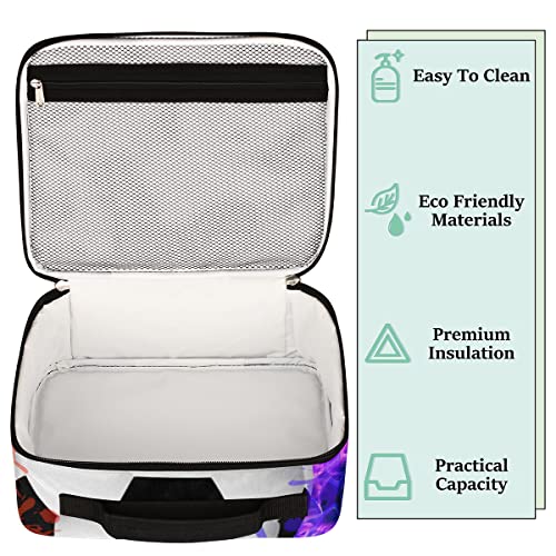 Kids Lunch Box For Girls Boys Toddler Insulated Lunch Bags, Mini Cooler Back To School Lunch Tote Bag Portable Thermal Meal Tote Kit Soft Bag, Flame Football #TOP3