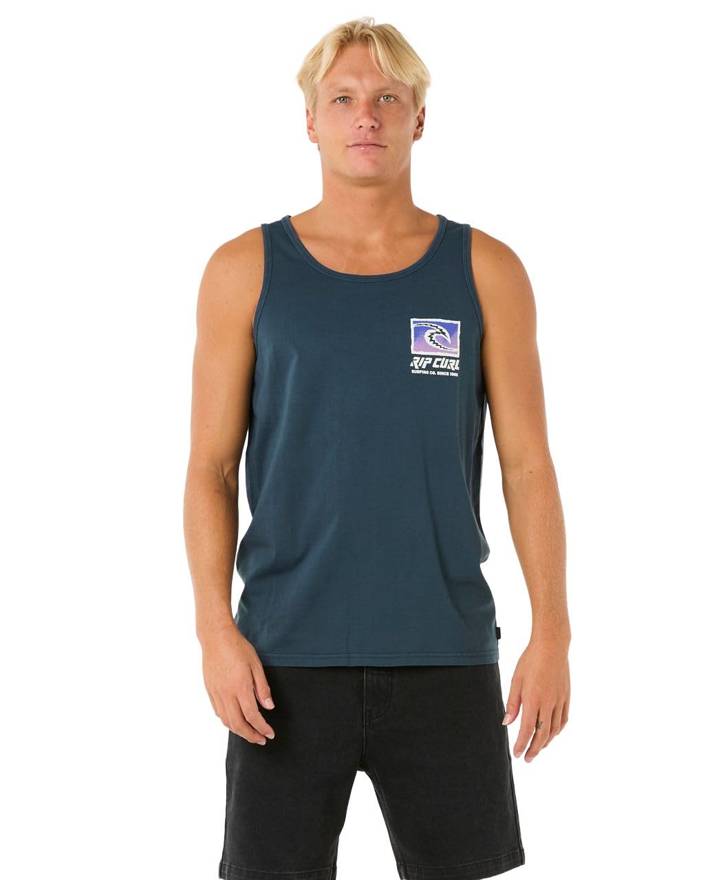 RIP CURL Men's Muscle Tank Top, Dark Navy Raw Energy, Medium