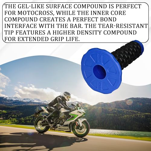 Image of 2PCS Motorcycle Handlebar Grips, 7 /8 inch Anti-Slip Dirt Bike Grips, Universal Motocross ATV Rubber Pillow Top Grips for CR80R /85R,CRF150R, CR125R /250R,CRF450R, CRF150F CRF230F CRF450F(Blue)