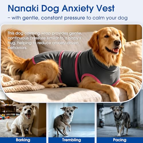 Image of Nanaki Skin-Friendly Anxiety Vest Jacket for Dogs from Storms & Fireworks | Gentle pressure,Reflective strip,Adjustable,Peaceful sleep & grooming,Ease separation anxiety,for storm,fireworks,loud noise