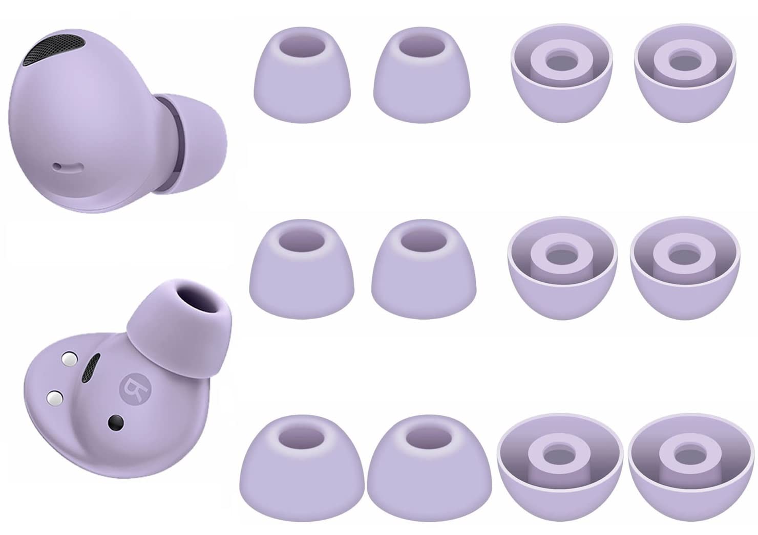 BLLQ Galaxy Buds Pro 2 Ear Tip Ear Gels Earuds Tip Silicone Tips Compatible with Galaxy Buds Pro 2, S/M/L 3 Size 6 Pairs Bora Purple,GBP2SP