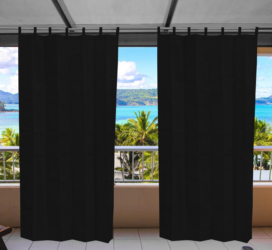 Image of HDPE Fabric 85-90% Sun Blockage & UV Protection Detachable Tab Top Balcony & Outdoor Curtains Temperature Reducing for Window&Door Curtains(Black Color 4.5X9.5 Feet) 1 Piece