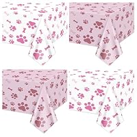 BlinBlin Set Stoviglie Usa E Getta Con Zampe Di Cane Rosa, Per 20 Ospiti, Piatti, Bicchieri E Tovaglioli, Per Feste Di Compleanno Bambini - 2