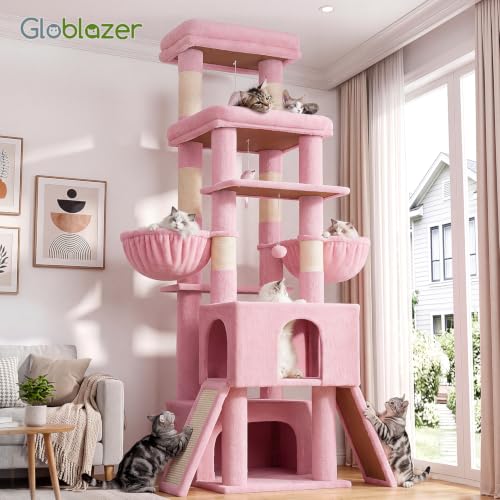 Image of Globlazer Z78 Heavy Duty Cat Tree for 20lbs Large Adult Cats, Pink