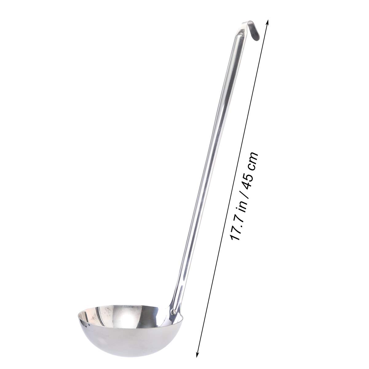 Bestonzon, mestolo da zuppa in acciaio inox, utensili da cucina con manico lungo, mestolo con gancio per appenderlo, 13 cm