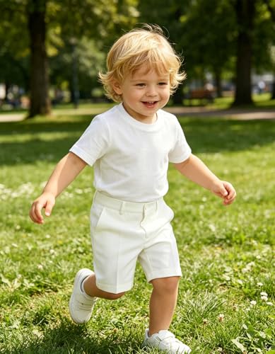Image of Pink Shorts for Boys Flat Front Dress School Uniform Shorts Casual Travel Hiking Shorts Size 3T