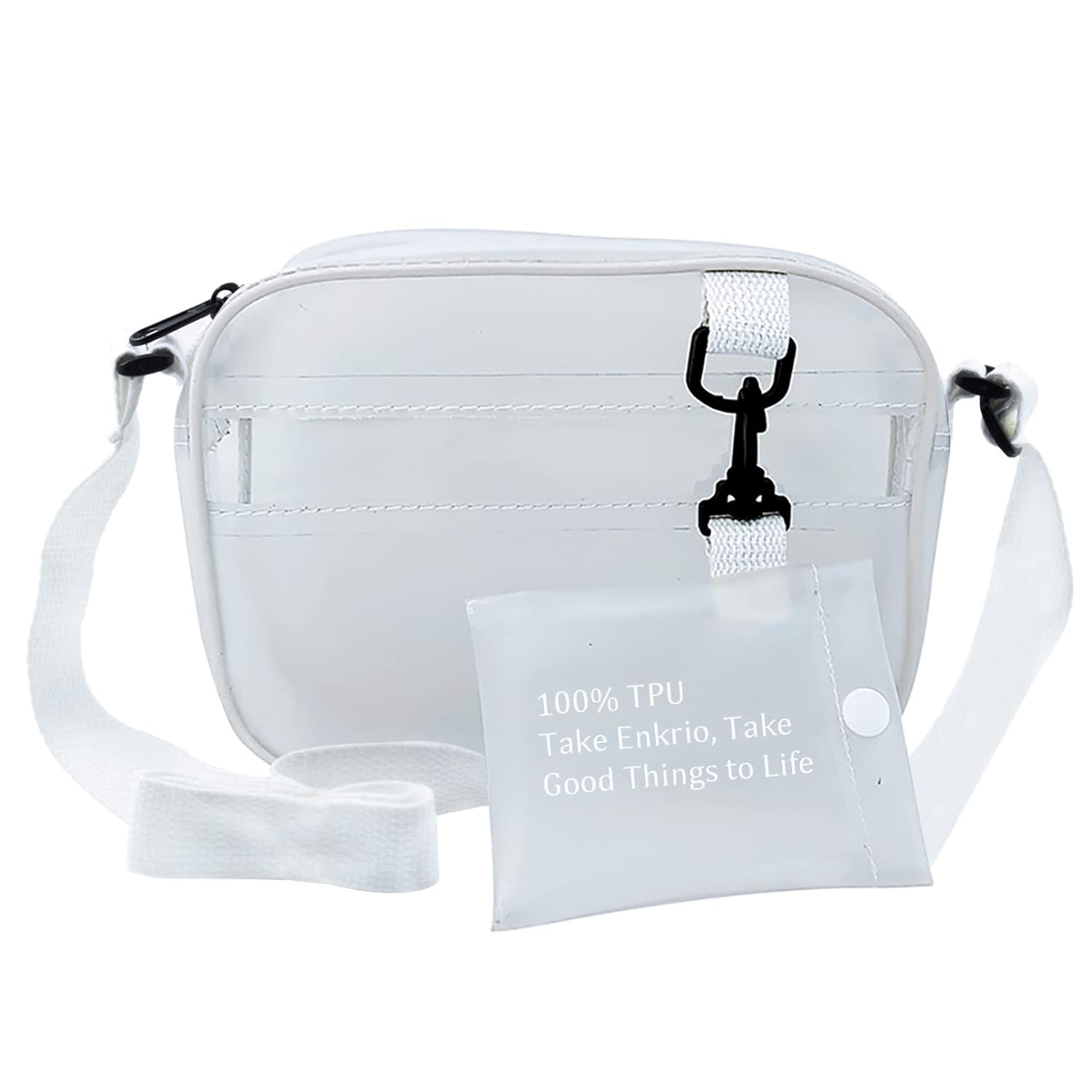 Enkrio Clear Bag Stadium Approved Clear Purse Mini Messenger Bag Matte Cross Body Bag with Adjustable Strap for