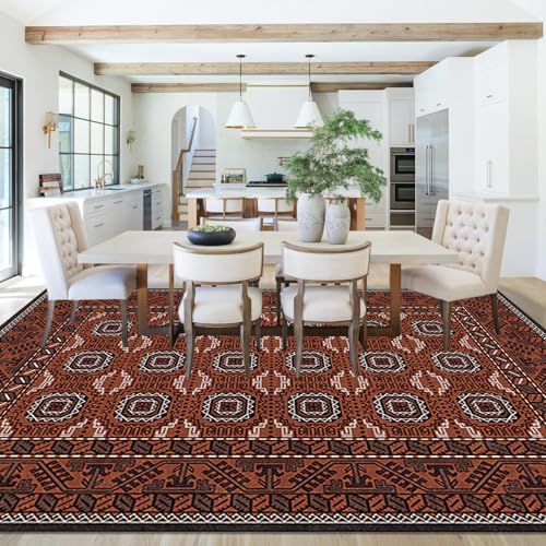 Tapis lavable en machine marron 180x250 cm résistant aux taches