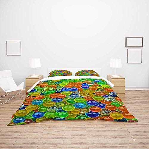 Parure de lit King Size polyester imprimé boules housse de couette 3 pièces
