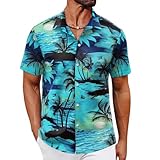 QC-FDC Camisa De Manga Corta con Botones para Hombre,Camisa con Estampado Hawaiano,Perfecta para Vacaciones En La Playa...