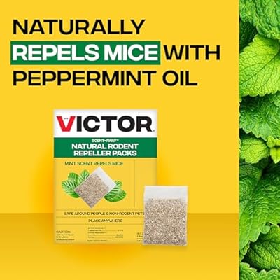 Victor Scent-Away Mouse Repellent Pouches with Peppermint Oil - Natural Rodent Repeller for Indoor and Outdoor Use, 10 Pack M805B-2SR