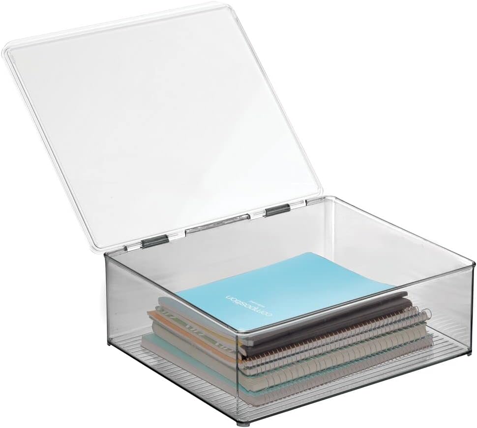 mDesign Plastic Stackable Home, Office Supplies Storage