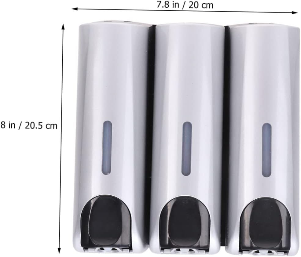 Bathroom Soap Dispenser Three Heads Modern Wall Hanging Holder Pressure Shampoo Storage for Home
