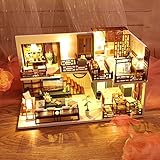 Sloane Furniture Doll House Wooden Toy House Kit with Music Movement Dust Cover Handmade 025-B Quiet Good Time Large Villa for Creative Girls Holiday Gifts (Color Box)