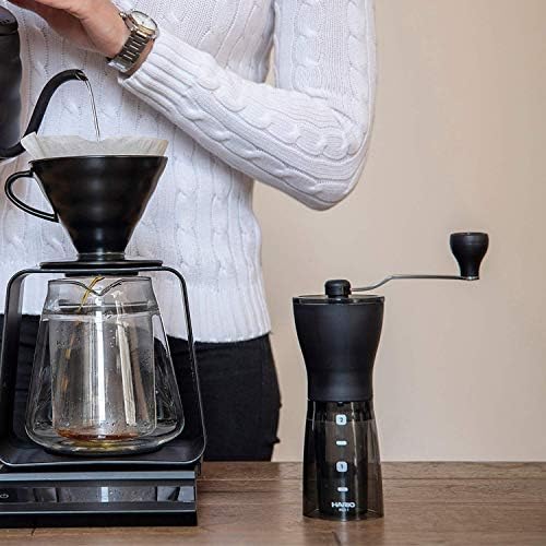 Hario, Transparent Black Mini Mill Plus | Compact & Adjustable Hand Coffee Grinder with Ceramic Burrs, Plastic,24g